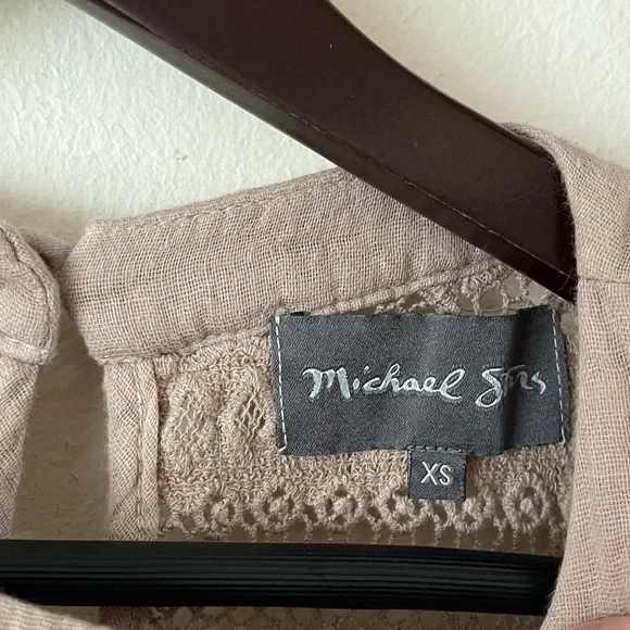 Anthropologie Michael Stars Neutral Brown Double Gauze Blouse - Picture 4 of 5